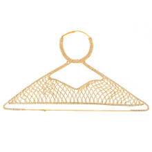 Elegant Rhinestones Body Chain Adjustable Mesh Design-Gold