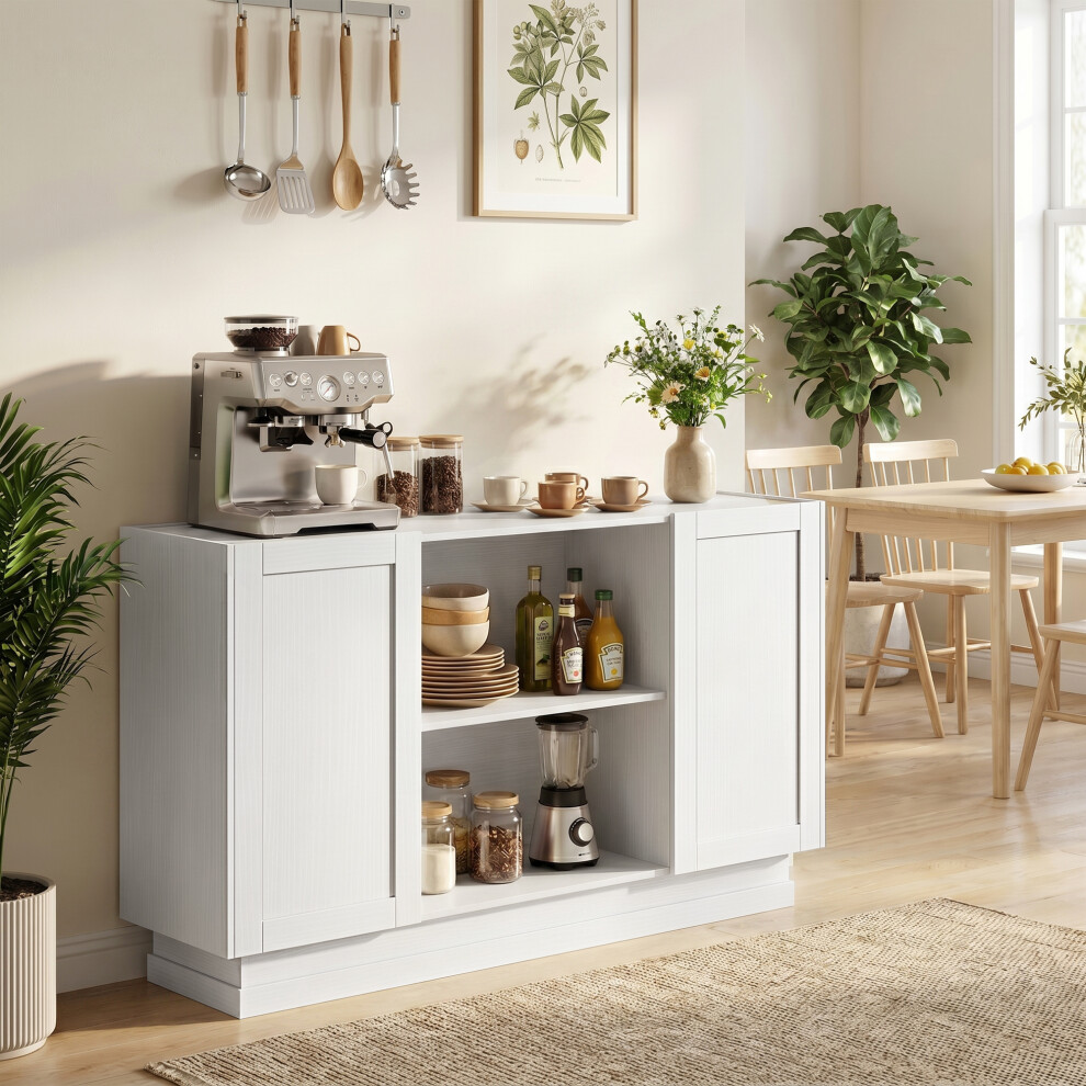 Homcom Sideboard Buffet Cabinet, Modern Farmhouse Storage Cabinet, White