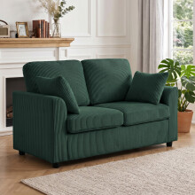HOMCOM 2 Seater Sofa, Corduroy Small Couch with Spring Cushion, Dark Green