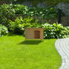 Houten hondenhok met scharnieren