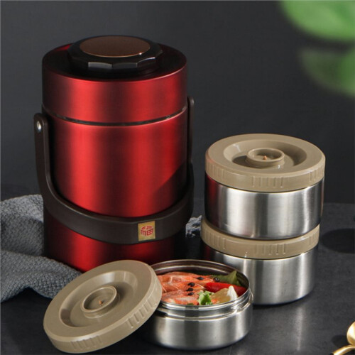 Vacuum Insulation Lunch Box 304 Stainless Steel Portable Easy Using 3 Layer Thickened Vacuum Insulated 1