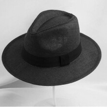 (Black) Men Women Straw Jazz Fedora Hat Trilby Cuban Sun Cap Panama Short Brim Summer