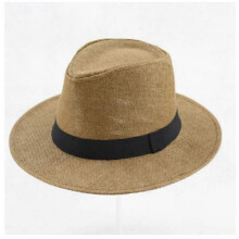 (Curry) Men Women Straw Jazz Fedora Hat Trilby Cuban Sun Cap Panama Short Brim Summer