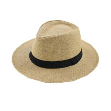 (Khaki) Men Women Straw Jazz Fedora Hat Trilby Cuban Sun Cap Panama Short Brim Summer