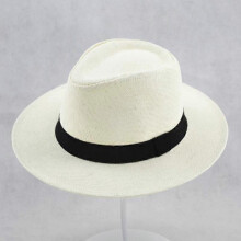 (Cream) Men Women Straw Jazz Fedora Hat Trilby Cuban Sun Cap Panama Short Brim Summer