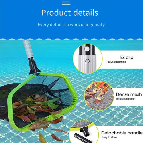Upgraded Pool Skimmer Net,Professional Ultra Fine Mesh Pool Leaf Net for Cleaning with Double-Layer Deep Trash Bag 2