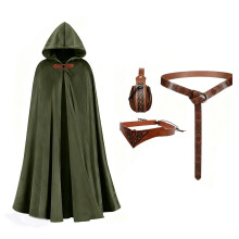 Medieval Vikinges Leather Belt Cloak Halloween-Army Green