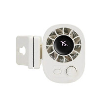 (White) Car Clip on Fan with LED Display - 360 Rotation, Adjustable Speeds Fan
