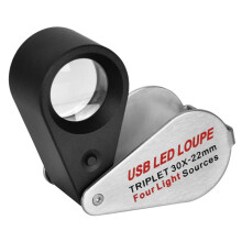 Rechargeable Four-Colour Light Source 13LED Magnifier Diamond Jeweler Loupe Necklace GEM UV Lamp Pocket 30X