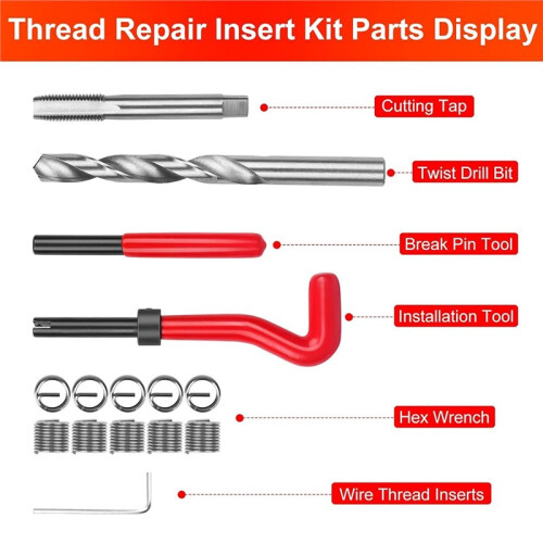 Thread Repair Kit M12x1.75mm, Metric Thread Repair Insert , Rethreading Inserts Tool for Damaged Thread Repairing 15PCS 2