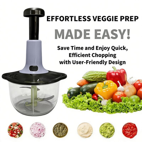 Multifunctional Manual Food Processor with Blade Guard Easy Clean Ergonomic Handle Ideal for Vegetables Garlic Meat 2