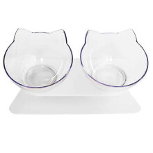 (Double Bowl) Cat Bowl Durable Double Bowls Pet Food Water Drinking Dish Feeder Protection Cervical Non-slip Cat Dog Feeder Pet Product