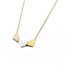 (rose gold) Fashion Stainless Steel Heart Necklace For Women Heart Shaped Pendant Chain Collar Choker Waterproof