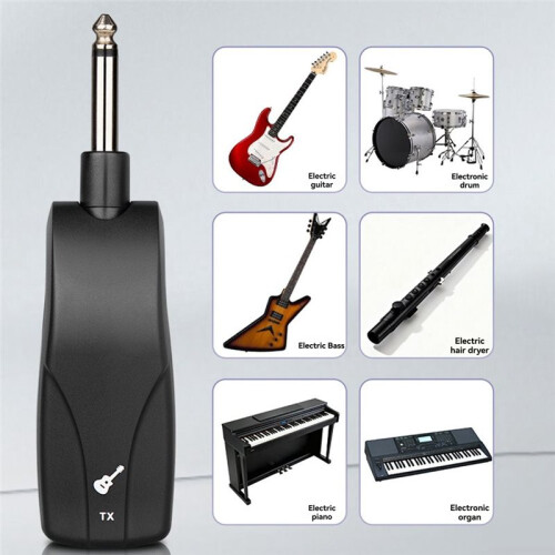 2.4G Trådlöst Gitarrsystem Ljudsändare/Mottagare USB-Laddningsbart Trådlöst System för Elgitarr 2