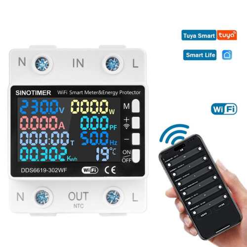 Tuya WIFI 220V AC 60A Multi-Function Power  Meter with Temperature Control No WIFI 1