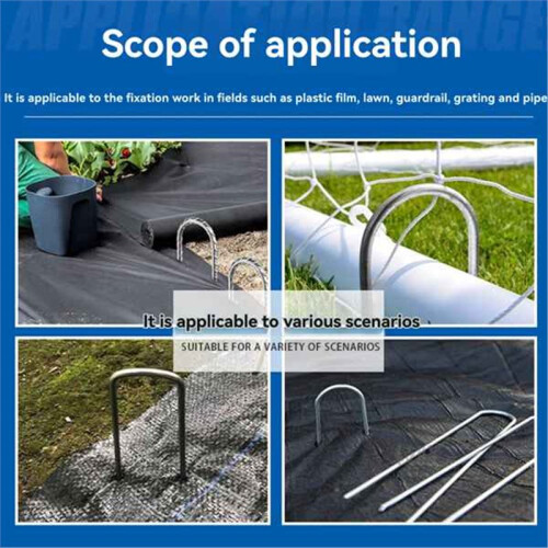 50pcs Set U-Shaped Garden Staples with Washers for Secure Ground Fixing and Weed Control 2