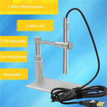 2set 2MP USB Digitalt Mikroskop 500X 8 LED-Kamerastativ Mikroskopi CMOS-Sensor 2 Megapixel Ljuskälla Kontrollhjul Justering