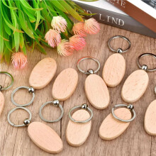 60PCS Oval Wooden Keychain Blanks Unfinished Wood Keychain Blank Key Ring Key Tag Wood Engraving Blank Keychains