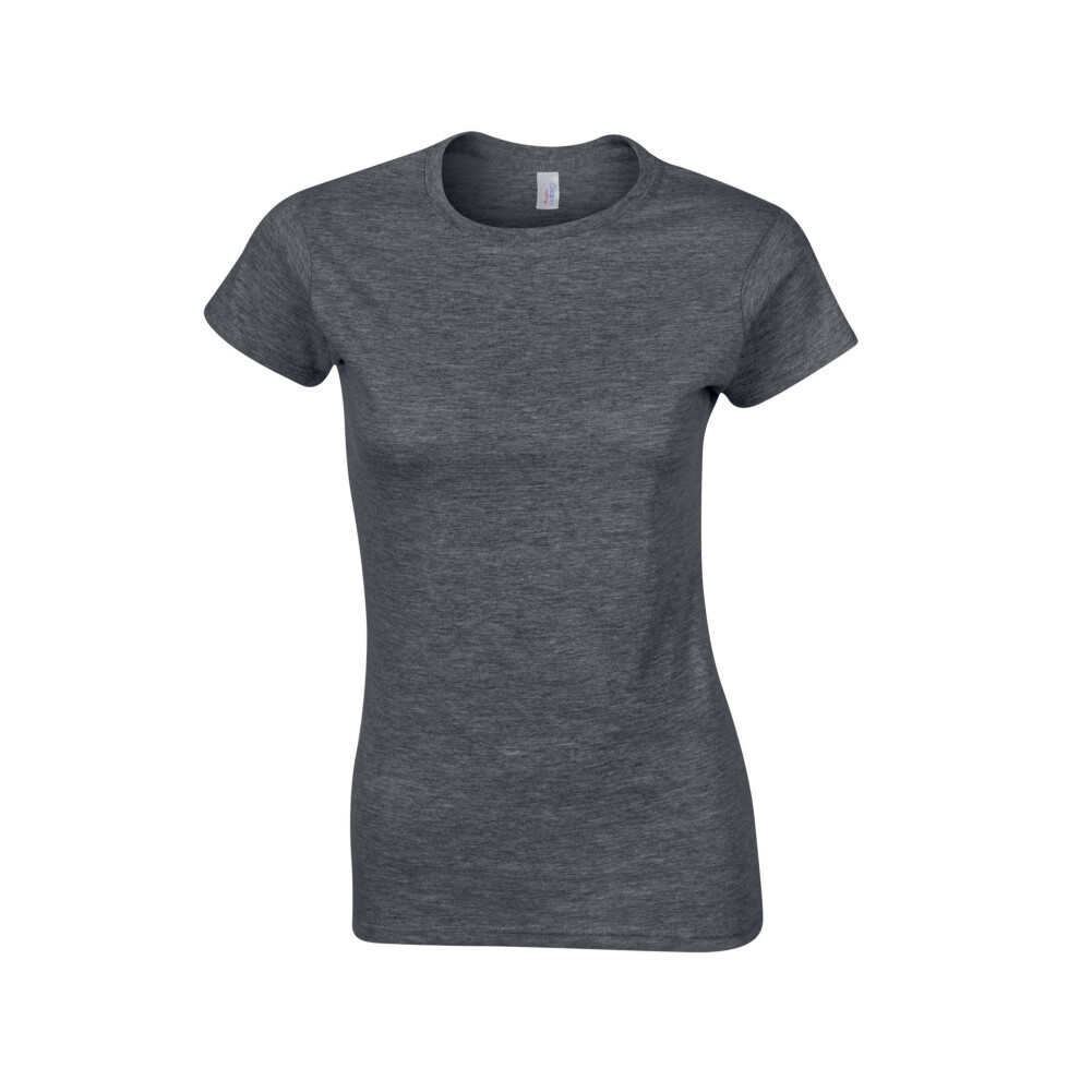 Gildan (24 Uk, Dark Heather) Womens/Ladies Softstyle Heather Ringspun Cotton Fitted T-Shirt
