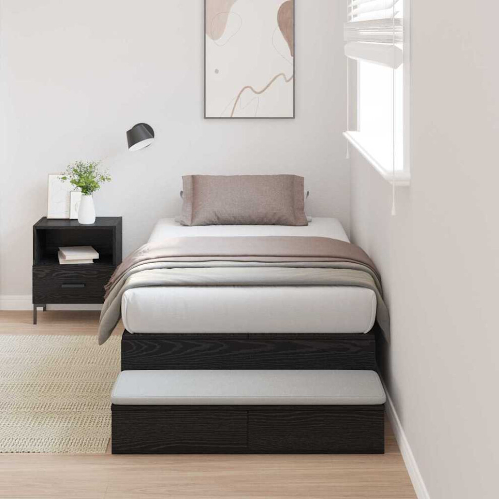 Vidaxl Storage Bed Frame With Drawer Black Oak 90 Cm Engineered Wood