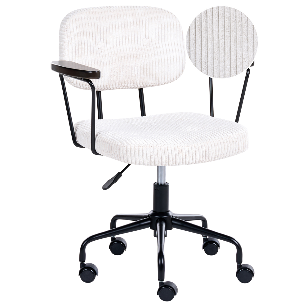 Beliani Desk Chair Algerita Corduroy Off-White