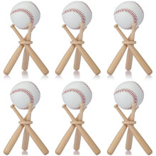 6Pack Baseball Stand Baseball Holders Balls Display Wooden Display Stand Holder Centerpieces for Tables for Sports Lover