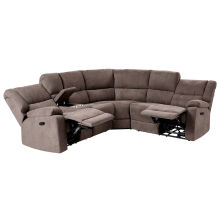 Manual Recliner Corner Sofa 5 Seater ROKKE Fabric Taupe Left Hand