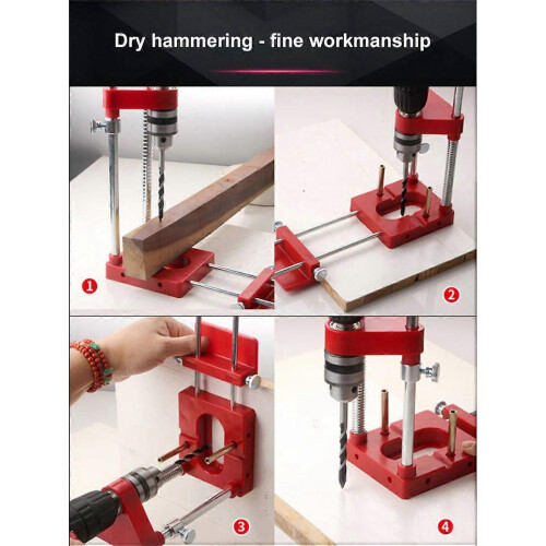 (Black) Drill Guide Locator Woodworking Drilling Template Tool Portable Press Machine 2