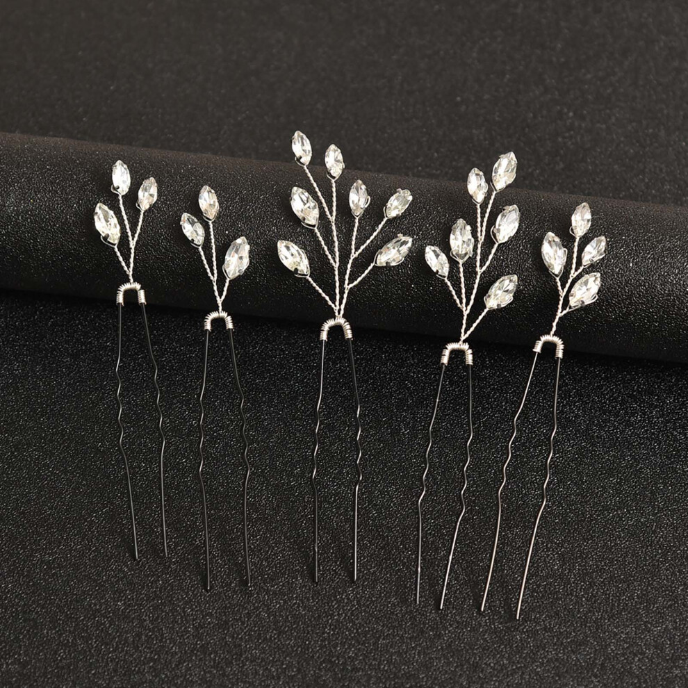 Hue-Grain Crystal U-Shape Hairpin For Women Wedding Party