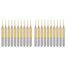 20 Stück Titanbeschichtete Hartmetall-Schaftfräser, Gravurfräser, CNC-Fräser für Leiterplattenmaschinen, 1/8 Zoll Schaft 0,8 mm