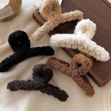 Large Faux Fur Hair Claw, 5.0 Inch Solid Crab Claw Clip, Faux Shearling, for Thick Hair, 5 Colors Available
