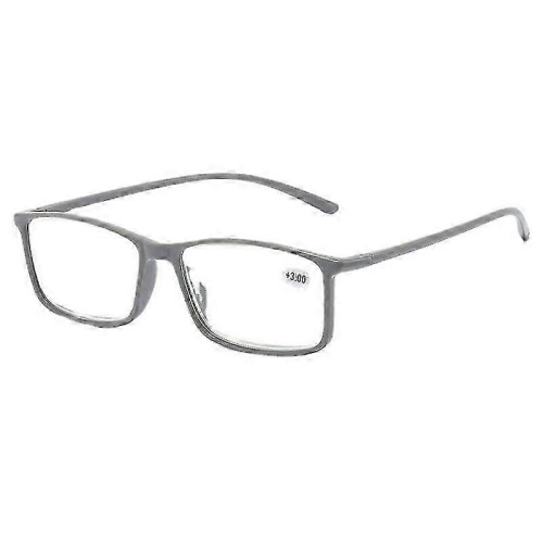Reading Glasses, Rectangular Plastic Frame, Spring Hinge, Universal Size for Men Women