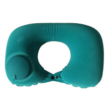 Cuscino da viaggio gonfiabile a forma di U per il collo, in tessuto floccato portatile, ideale per aereo, treno, auto, ufficio e per un pisolino.