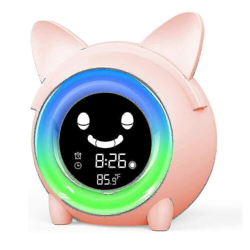 Kids Alarm Clock with Night Light, Sleep Trainer, Timer, Adjustable Brightness, Cat Shape Design