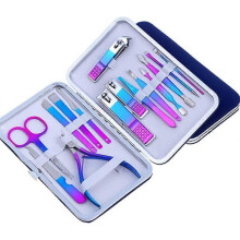 12-delige roestvrijstalen manicureset, compacte reispedicureset voor het knippen van nagriemen en het verwijderen van dode huidcellen.