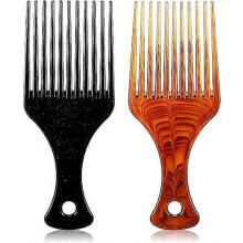 Afrikaanse haarkammen, 3 stuks, antistatisch ABS, brede tanden, ergonomische handgreep, voor krullend, kroesachtig, dik en lang haar, 6*16 cm