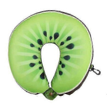 Cuscino da collo a forma di U, con design a kiwi, imbottitura in nanoparticelle di EPS, in cotone e poliestere, ideale per viaggi, auto e casa.