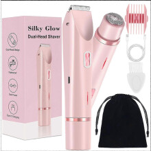 Silky Glow 2-in-1 Elektrorasierer und Bikinitrimmer für Damen, USB-aufladbar, Nass- und Trockenrasur, IPX6 wasserdicht
