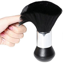 Neck Duster Brush for Salon and Home, Soft Nylon Bristles, Wooden Handle, Flat Base