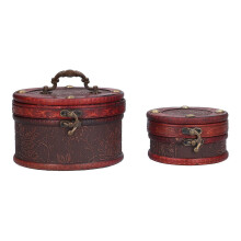Classical Cylinder Jewelry Box Antique Storage Case with Buckle for Necklace Bracelet