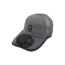 Atmungsaktive Solar-Lüftermütze aus Mesh, Unisex, USB-Ladefunktion, monokristallines Siliziumfasermaterial, Dunkelgrau