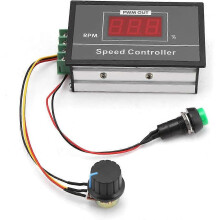 Einstellbarer PWM-Motordrehzahlregler, Digitalanzeige, DC 6V-60V 30A Schraubklemmenanschluss mit Start-Stopp-Schalter