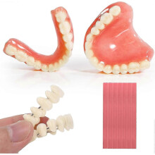 Kit de prótesis dental casera para dientes superiores e inferiores, reemplazo temporal de aspecto natural.