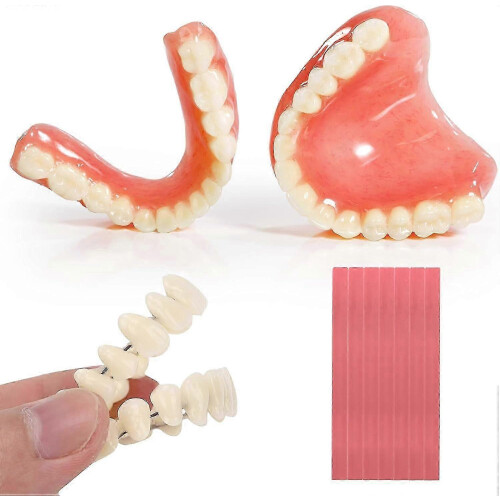 DIY Denture Kit for Top and Bottom Teeth, Natural Looking Temporary Replacement