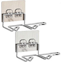 Self Adhesive Hair Dryer Holder Wall Mounted, No Drilling Stainless Steel Bathroom Space Organizer Compatible with Dyson Hair Dryer