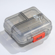 Dispensador de pastillas portátil de 7 compartimentos, organizador de medicamentos de viaje de material PP gris
