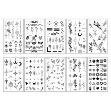 Zwarte tijdelijke tattoo-stickers - zweetbestendig, waterdicht, langdurig voor cosplay en muziekfestivals, PE-materiaal, set van 10 stuks