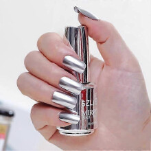 Silver Metallic Mirror Nail Polish Quick Dry Long Lasting Shimmer 12 Colors 18ml