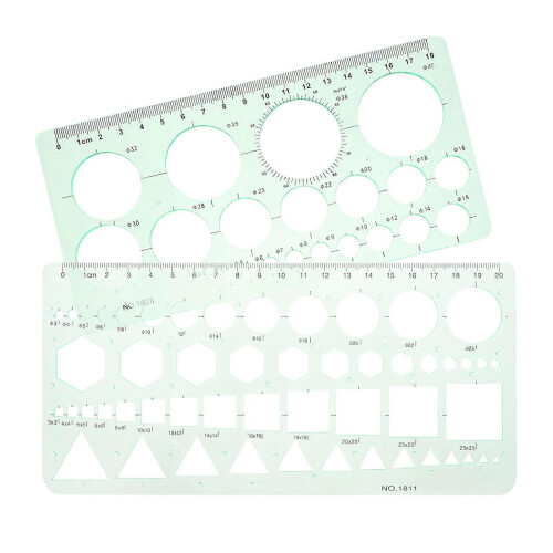 Circle Stencil 2Pcs Transparent Plastic Ruler for Drawing, Drafting and Measurement