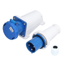 Industrial Connector Waterproof IP67 3 Pole 2P+E 63A 220-250V Plug and Socket Set for Industrial Outdoor Applications